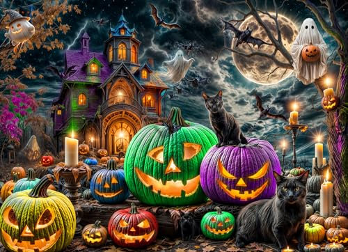 Spooky Night Halloween Jigsaw Puzzle 1000 Piece by Vermont Christmas Company - Halloween Puzzles with Randomly Shaped Pieces - 26 5/8 x 19 1/4