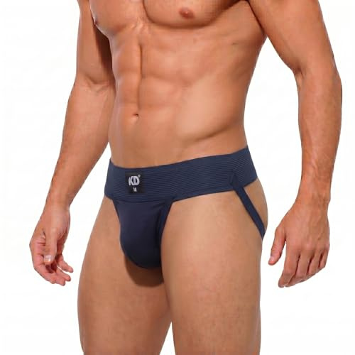 KD Willmax Jockstrap i ekologisk bomull, gymstöd – 7,6 cm midjeband, mjuk och hållbar, Marinblå 1-pack, M
