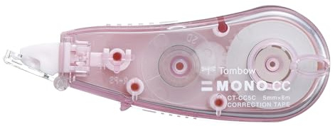 Tombow MONO CCE5 Mini-Korrekturroller, soft pink, 5 mm x 6 m, perfekt für Bullet Journal Dot Grids, sofort überschreibbar, für Rechts- und Linkshänder, inkl. Schutzkappe [CT-CCE5-82-B]
