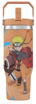 Naruto Tumbler mit Deckel, 850 ml Wasserbecher, vakuumisoliert, Anime-Wasserflasche, wiederverwendbarer, isolierter Edelstahlbecher für Wasser, Eistee oder Kaffee