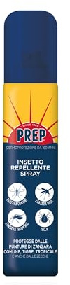 Prep, Insetto-Repellente Spray, Spray Antipuntura Pronto all'Uso, Protegge dalle Punture di Zanzara Comune, Tigre, Tropicale, Zecche, 100ml