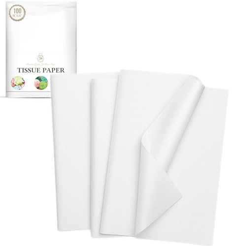 100 Sheets White Tissue Paper 15 x 20 Inch – Bulk Wrapping Paper for Gift Bags, Weddings, Birthdays, DIY Crafts, Packaging, Parties & Decorations – Recyclable & Eco-Friendly