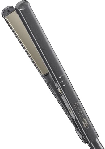 INFINITIPRO BY CONAIR Tourmaline Ceramic 1-Inch Flat Iron Hair Straightener, 1-Inch Flat Iron to Straighten or Curl, 5 Heat Settings, for All Hair Types and Textures, Metallic Gray