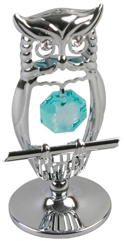 Crystocraft SP199 Chrome Plated Owl Ornament With Crystal From Swarovski