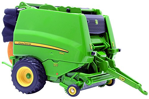 John Deere 990 Rundballenpresse, originalgetreues Spielzeug aus hochwertigem Metallspritzguss inklusive Rundballen, Modellpresse im Maßstab 1:32, geeignet für Sammler & Kinder ab 3 Jahren