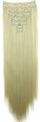 CAISHA XXL 60cm 8 Teile Set CLIP IN EXTENSIONS Haarverlängerung Haarteil Glatt Hellblond CES8
