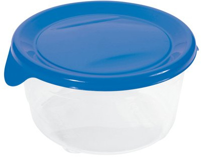 Curver 00563-139-01 Runde Frischhaltedose Fresh und Go, 0,5 L, transparent/blau