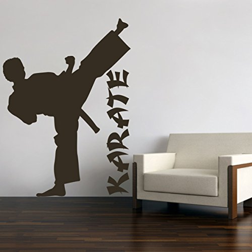 Karate Judo Kungfu Wandtattoo Wandaufkleber Wandsticker Wohnzimmer Kinderzimmer Aufkleber Sticker (80 x 57 cm, Schwarz)