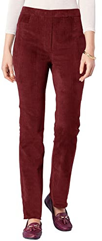 Chums Ladies Pull On Corduroy Trousers for Women Wine 20 Extra Short