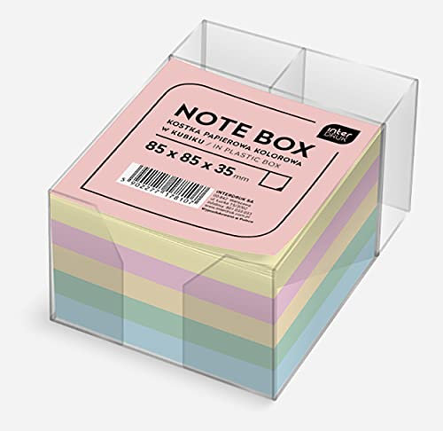Interdruk Coloured Memo Cube 85 x 85 x 35 mm Loose Sheets in a Plastic Holder
