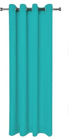 Rollmayer Vorhänge Schal mit Ösen Kollektion Vivid (Türkis 17, 135x240 cm - BxH - 2 er Pack) Blickdicht Uni einfarbig Gardinen Schal für Schlafzimmer Schal