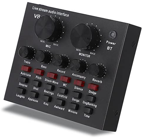 Live Sound Card,V8 Second Generation Bluetooth Computer Live Broadcast Voice Changing Card - 112 Kinds Of Electro-Acoustic,18 Kinds of Sound Effects,6 Effect Modes,7 Kinds of Connection Methods