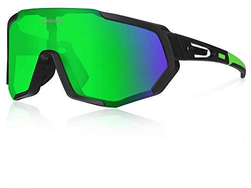 Queshark Sportbrillen Fahrrad Brillen Damen Herren Polarisierte UV400 Schutz mit 3 Wechselgläser Radbrillen für Outdoor-Sport Radfahren Motorradfahren Laufen Angeln Golf