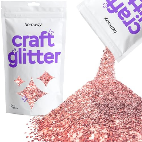 Hemway Light Rose Extra Gold Chunky Craft Glitter pour Arts Crafts Gobelets papier de verre Décorations Projets de bricolage - 1/24 1mm 0.040