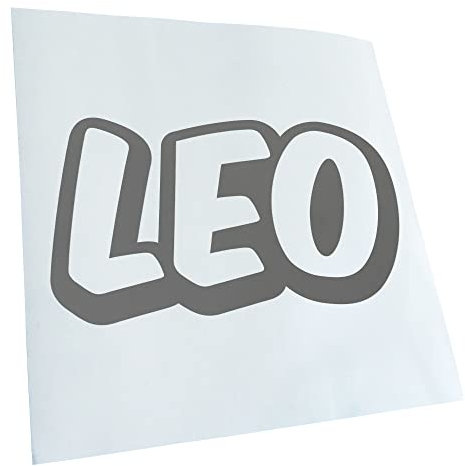 Kiwistar - Autoaufkleber - Grau - 60x32cm - Leo Vorname Jungen Sticker - Heckscheibe Auto Aufkleber wetterfest für Kfz LKW Mofa Truck - Sticker außen selbstklebend Tuning Zubehör für Fenster Fahrzeug