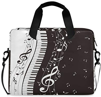 Sac à bandoulière léger pour ordinateur portable de 35,6 à 16 cm avec notes de musique et clavier de piano, multicolore, Taille unique