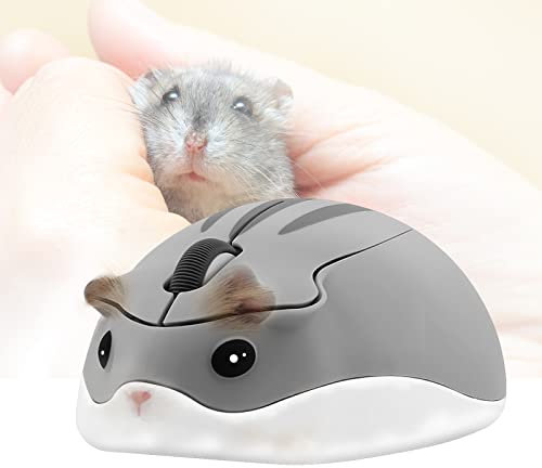 Wireless Mouse 2.4Ghz Hamster Shape Cute Animal Design Silent Click USB Optical Mouse Cordless Mice Lightweight for Kids Girl Gift for PC/Laptop/Computer/MacBook(Gray)
