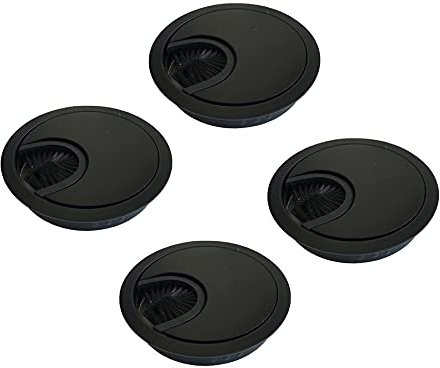 LIKERAINY Couvercle Passe Câbles Fil Rond Ø60mm pour Encastrer sur Table de Bureau Organisateur de Cables pour Meuble Noir Métal Brossé Passage de Câble Cache-Câble Lot de 4