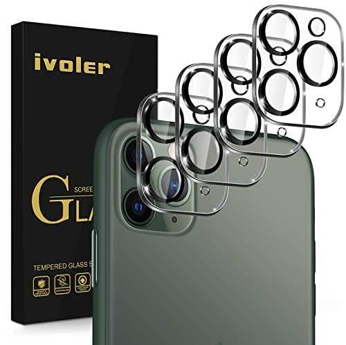 ivoler 4 Stück Kameraschutz Kompatibel mit iPhone 11 Pro Max und iPhone 11 Pro, [Volle Bedeckung] Kamera Schutzfolie HD klar Linse Folie, 9H Härte, Anti-Kratzen, Bläschenfrei