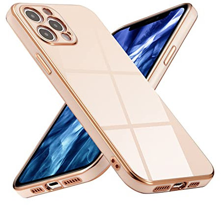DEFBSC Case for iPhone 13 Pro, Plating Edge Soft TPU Bumper Protective Case Cover Ultra Thin Anti-Scratch Shockproof Back Phone Case for iPhone 13 Pro - Golden