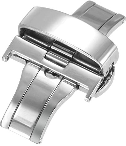 sourcing map Druckknopf Faltschließe Schnellverschluss 90mm Verlängerungslänge für 22mm Lederarmband, silberfarben