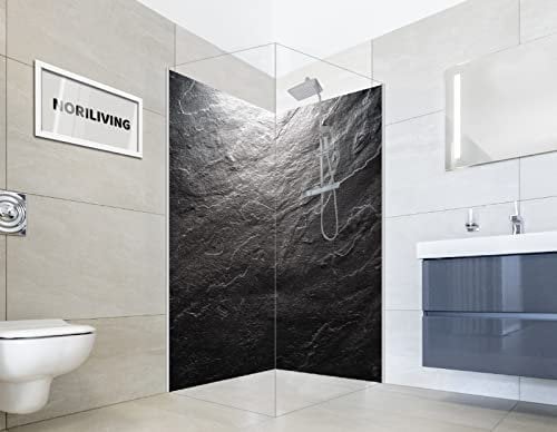 NORILIVING Duschrückwand Fliesenersatz Dusche 100x200 cm Motiv Stein Schiefer | Duschwand ohne Bohren 2 teilig | Wandverkleidung Bad Aluverbundplatte 3 mm