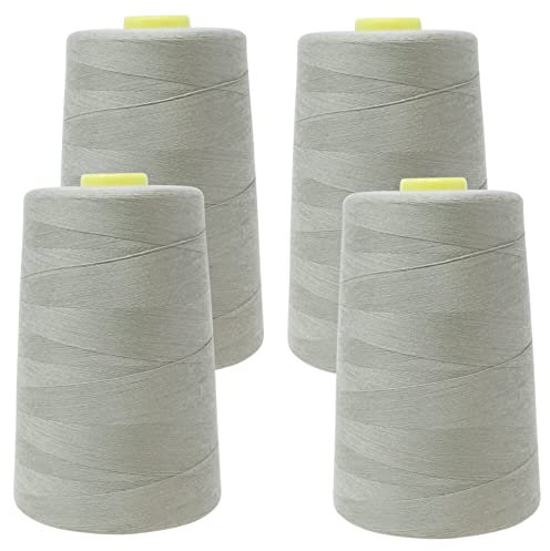 Overlockgarn für Overlock Nähmaschinen - 5000 yard = ca. 4570 m pro Kone - Garnstärke 40/2 aus 100% Polyester (Eukalyptus, 4 Konen)