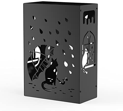 Mango Steam Porte-parapluie, motif chats pluvieux, noir