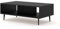 BIM Furniture Couchtisch Ravenna B 90 x 60 cm gefräste MDF-Dekorationen auf Schwarze Metallbeinen EIN Kaffeetisch Tisch mit Regal (Schwarz Matt)