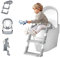 Toddlers Potty Training Toilet Seat with Step Stool Ladder for Kids | Foldable Anti-Splash Guard Soft Cushion Handle for Baby Boys - Assistant Ring with Handles and Backrest (Toilet Seat with Ladder)