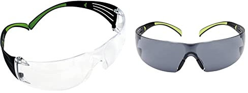 3M SecureFit Schutzbrille SF401AF, klar & 3M Schutzbrille SF400 GC1, grau – Komfortable Arbeitsschutzbrille mit Anti-Scratch-Beschichtung – Beidseitige UV, Anti-Kratz- & Anti-Beschlag-Beschichtung