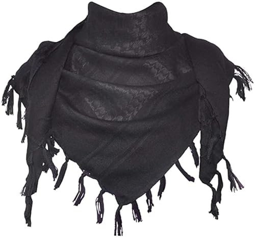 THE ART BOX 100% Baumwolle, Militär-Schal, taktischer Wüstenschal, arabischer Scarf für Herren, Gesichtsmaske, Halstuch, Shemagh-Scarf, Wickelschal, afghanischer Schal, schwarz 1, 45 in x 45 in / 110