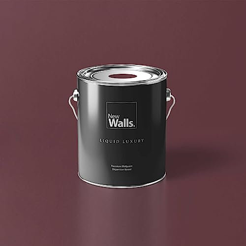 New Walls Pittura murale di alta qualità, rosso, bordeaux, liquido Luxury, vernice a dispersione per interni, 5 l