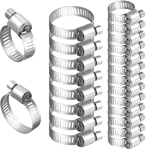 YSDMY 25 Pièces Collier de Serrage Tuyau Réglable(10-16mm,16-25mm)Tuyau Clips a Vis 304 Acier Inoxydable pour plomberie, voiture, machine à laver, jardin
