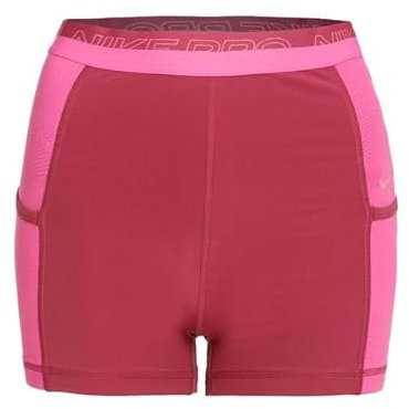 Nike Pro - Pantaloncini da allenamento da donna, a vita alta, 7,6 cm, con tasche, Rosa, M