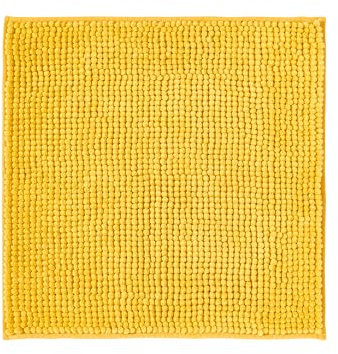 Decomira Badematte rutschfest | Als Badteppich Set kombinierbar | Badezimmer-Teppich Bad-Vorleger waschbar aus Chenille | Duschvorleger für Dusche, Badewannen, WC Vorleger | Gelb - 45x45 cm