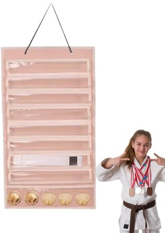 Niktule Taekwondo Gürtel Display,gürtel aufbewahrung,Wandmontierter 8 Gürtel Rack mit Staubschutz,Karate Gürtel Präsentationsständer, Kampfsport Gürtel Organizer für Kinder und Erwachsene