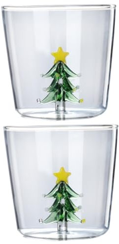 PRETYZOOM 2pezzi Bicchiere in Con Design Albero Tazza Festiva Per Vino Cocktail e Bevande Bicchiere Decorativo Per Feste e Regali Di Natale Accessorio Per La Casa Elegante e Pratico