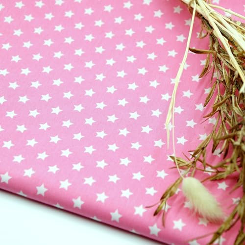 100% Baumwolle Stoff Sterne 1cm Rosa Baumwollstoff Meterware Webware, ab 0,5 Meter
