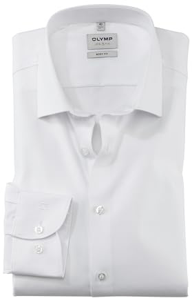 OLYMP Herren Oberhemd Langarm Level Five,Twill,Body fit,New York Kent-2,Weiss 00,40