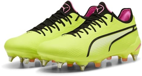 PUMA King Ultimate MxSG - Scarpe da calcio da uomo, Rosa nero verde, 42.5 EU