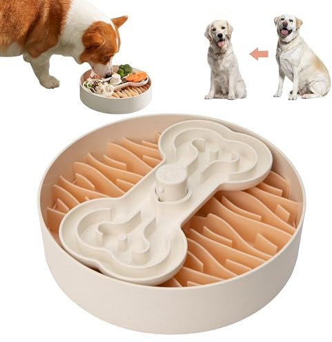 Anti-Schling Napf Hund - Trocken-, Nass- und Rohfutter Schüssel | Hunde-Futterpuzzle für Spaßige und Gesunde Mahlzeiten | Schlingnapf für Hunde mit Vier Pfoten（rosa）