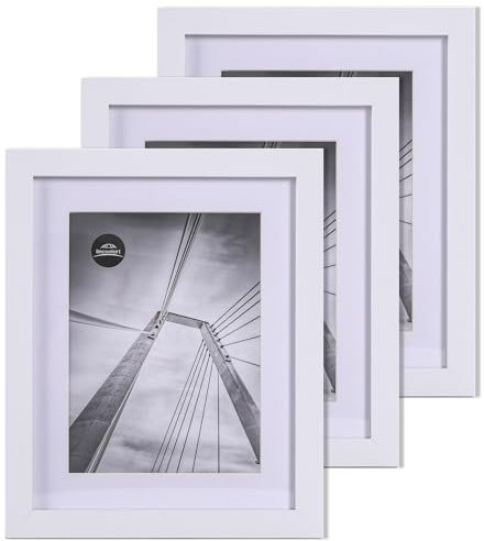 lincoolart bilderrahmen 20x25 cm Holz weiße Fotorahmen,MDF Rahmen mit Acrylglas,für Bilder 15x20 mit passepartout oder 20x25 ohne passepartout 3er Set