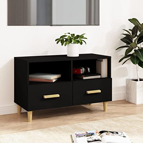 HETFTJN Meuble TV, étagère murale, meuble TV, table moderne, convient pour le couloir, le salon, la chambre à coucher, les petites pièces, noir, 80 x 36 x 50 cm, matériau dérivé du bois