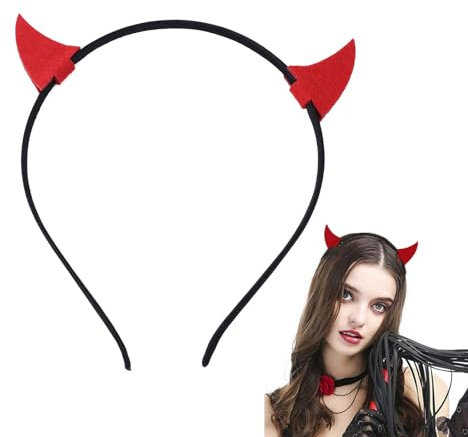 Dervivea Accessoires Gothiques Halloween - Bandeau Cornes De Diable Rouge - Cheveux Cosplay - Cerceau Oreilles De Diable - Décorations De Fête À Thème