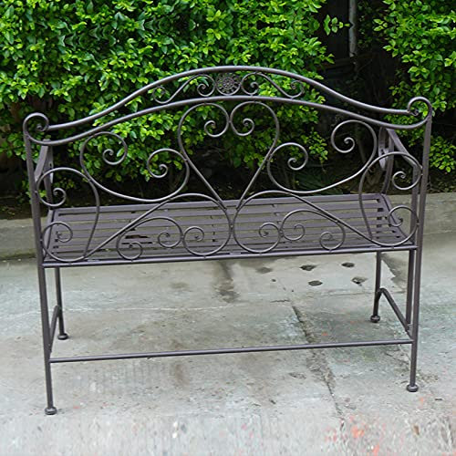 Gartenbank für draußen, Klappbare Terrassenbank für draußen, Parkstuhl, Metall, 2–3-Sitzer-Gartenbank, mit herzförmigem Muster, Sofastuhl für zwei Personen, Armlehne und Rückenlehne, schönes handgefe