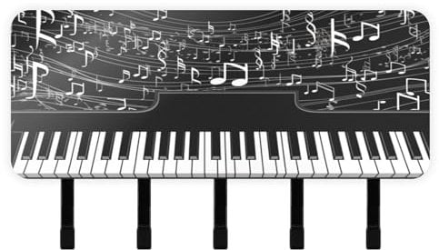 Lyeorm Piano Keyboard Key Holder for Wall Mail Organizer Wall Mount with 5 Hooks Acrylic Key Rack for Entryway Kitchen Home Decor