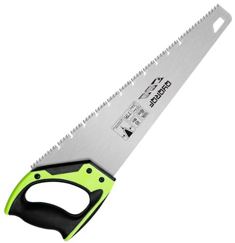 Scie à main en bois de 45,7 cm, poignée ergonomique antidérapante, scie à bois antirouille, scie à main universelle 7 TPI pour le travail du bois, vert