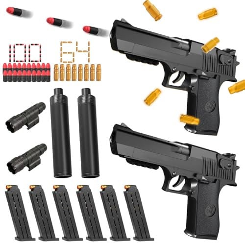 2 Stück Pistole Kinder,Pistole Airsoft,164 Stück Schaumstoff Munition,Pistole mit Schaumstoff Munition,Spielzeug Waffen,Spielzeug Pistole mit Munition,Spielzeug Pistole Kinder