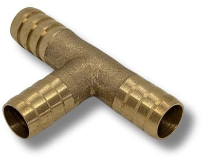 Lumonic 5x I T-Schlauchverbinder I für 9mm (3/8) Schlauch I aus Messing I T-Verbinder I T-Stück I mit Dornenprofil I Druckluft & Wasser I für Werkstätten, Betriebe und Heimwerker